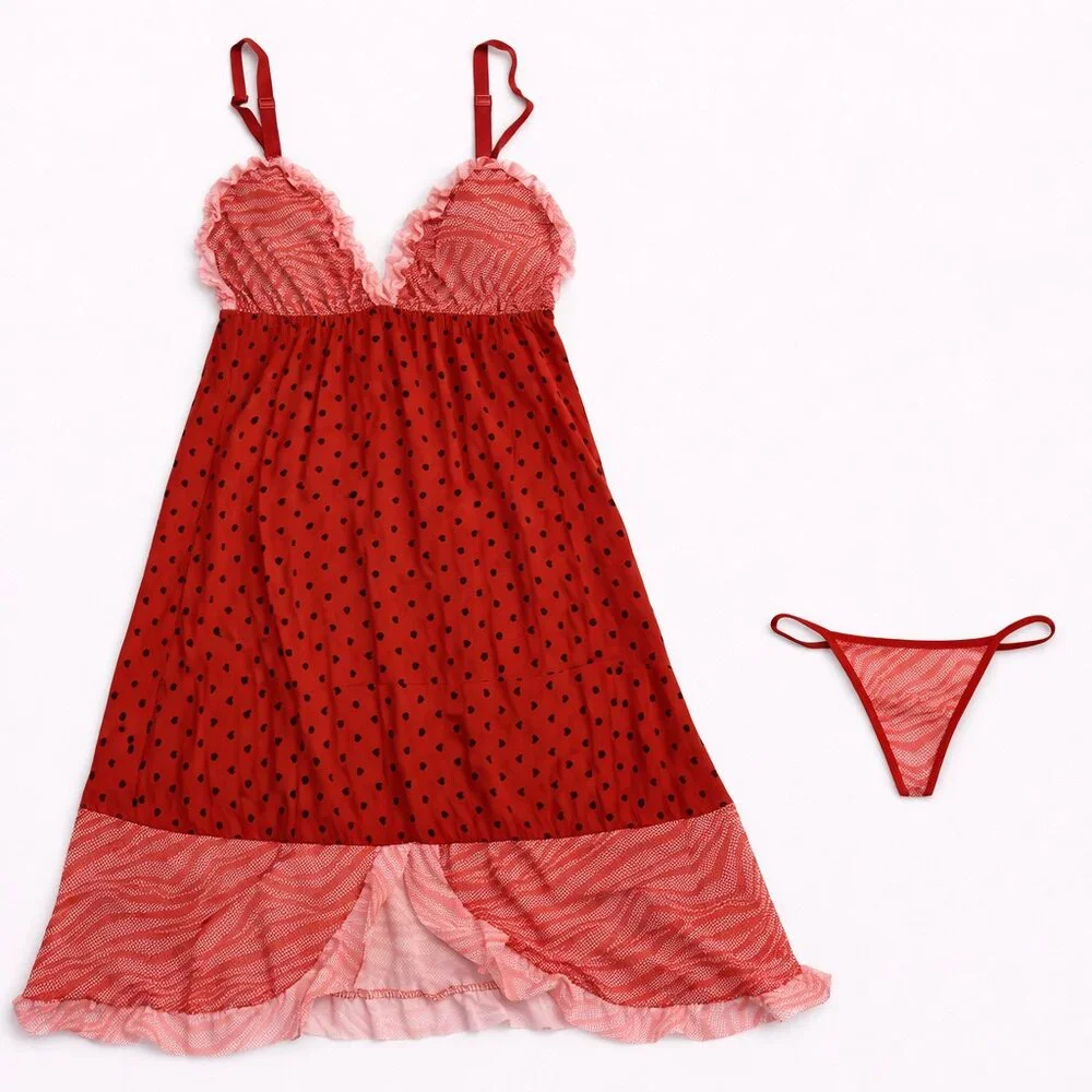 3/$30 Bundle • Rust Heart Pink Zebra Babydoll LS14 NWT